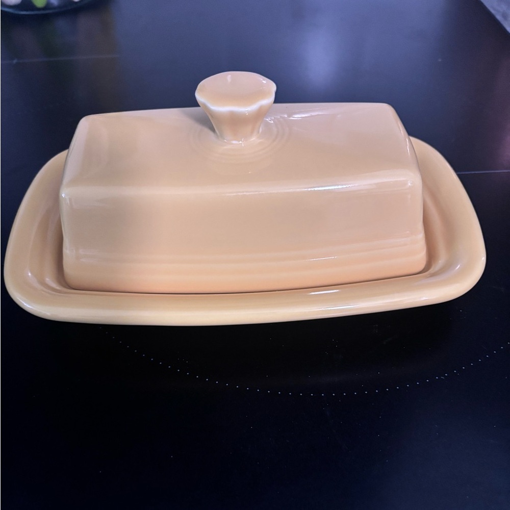 Vintage Yellow Fiesta ware Butter Dish